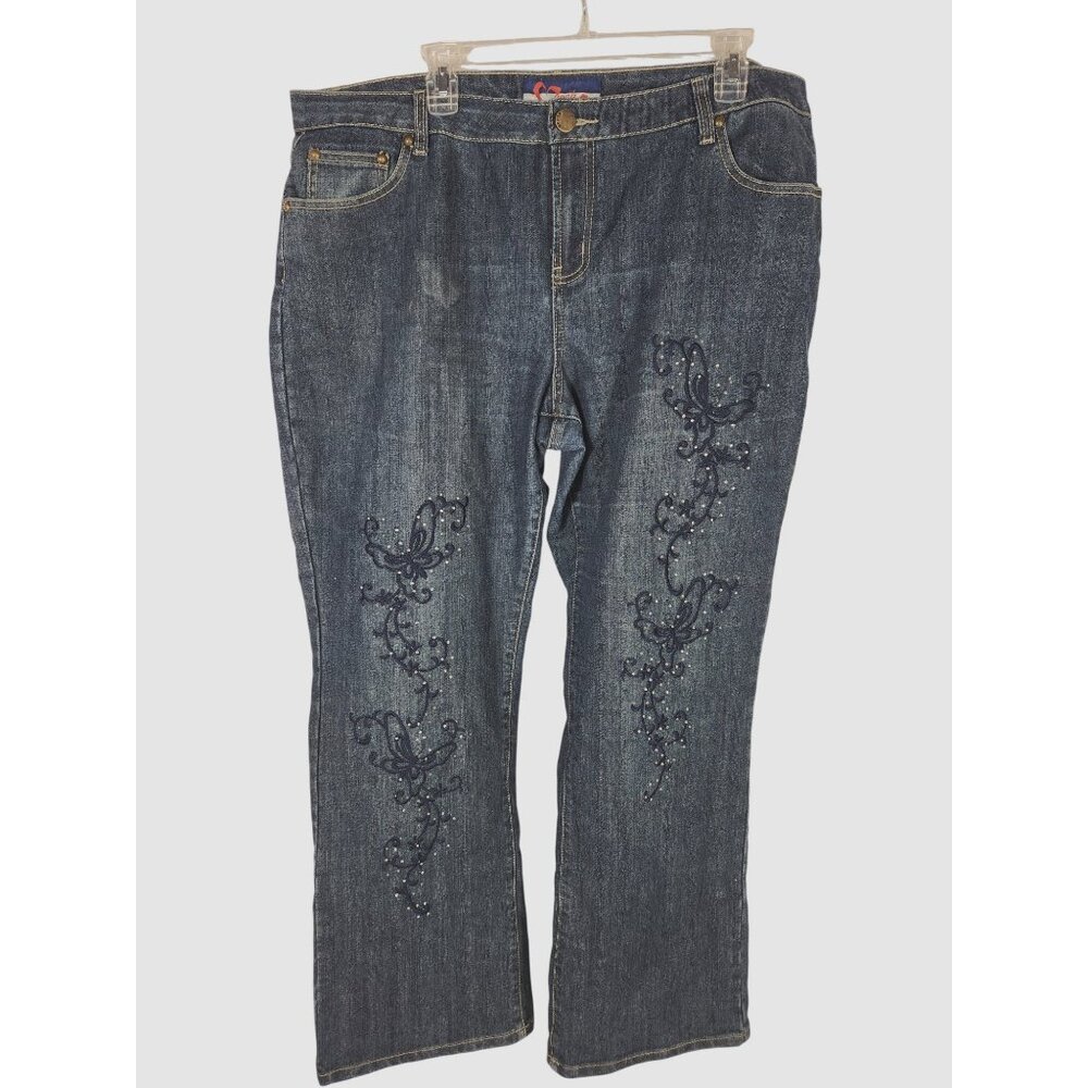 Y2K NWOT Swak Womens Plus Beaded Embroidered Jeans Boho 20